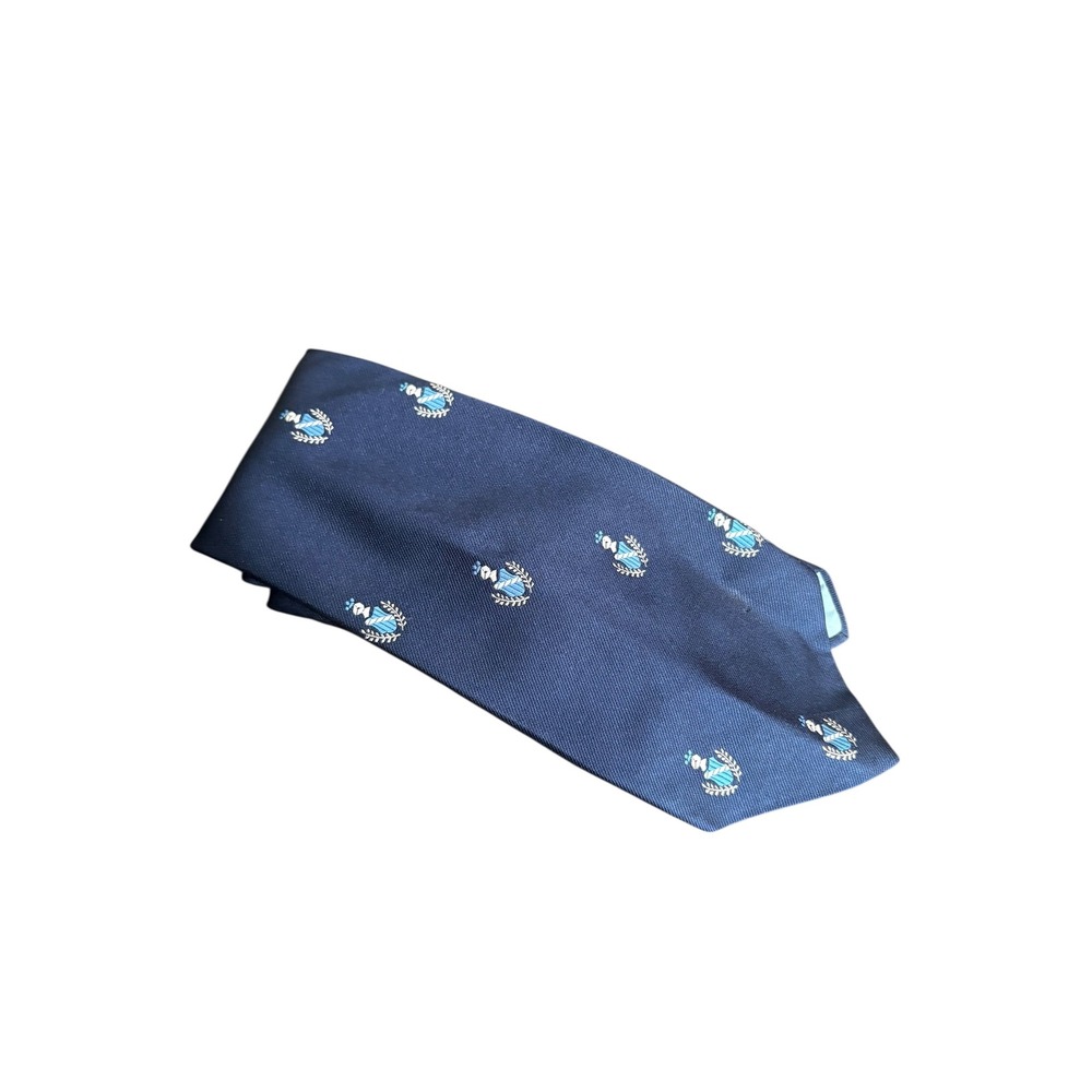 Vintage Wembley Navy Heraldic Crest Necktie Blue Pattern 57" x 4" Classic Retro - Picture 3 of 5